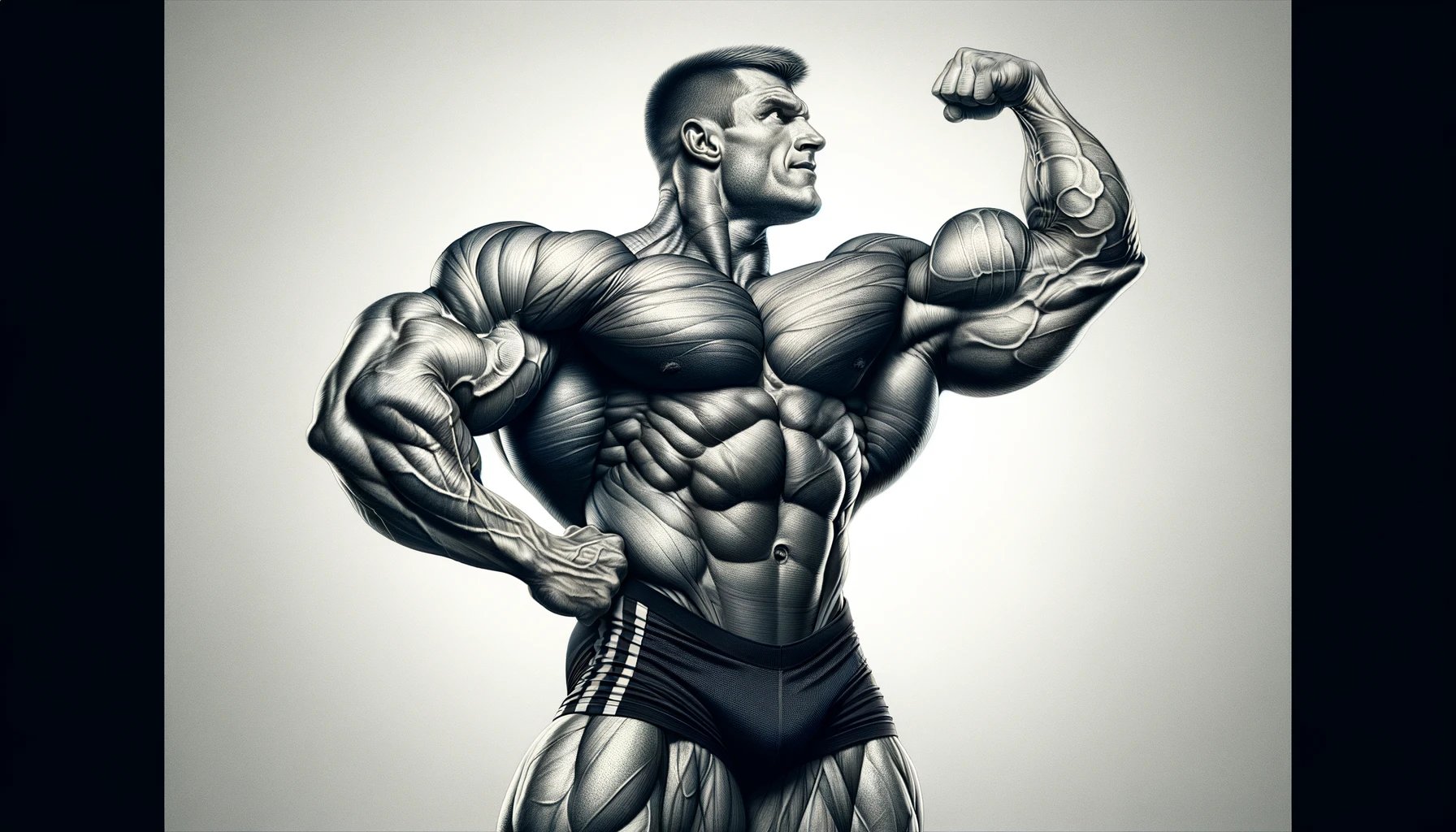 DALL·E 2024-02-07 18.44.09 - A hyper-realistic drawing of an overly muscular bodybuilder flexing his massive biceps, focusing on the exaggerated size and definition. The bodybuild